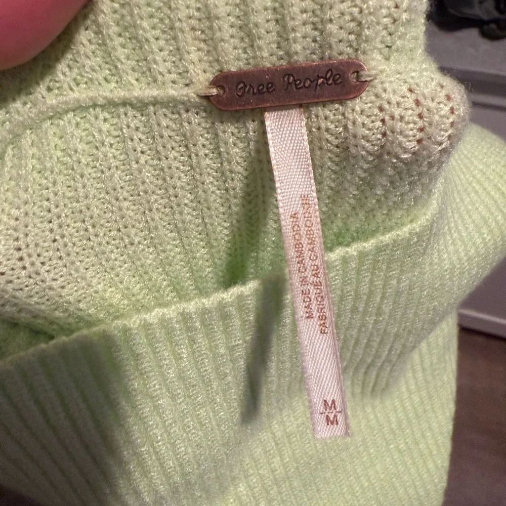 Free People Oversized Lime Green Turtleneck Sweater